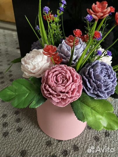 Букет пионов из мыла