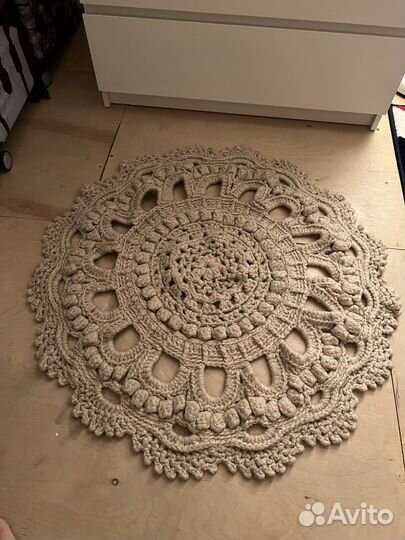 Коврик круглый шерсть ручная работа бохо