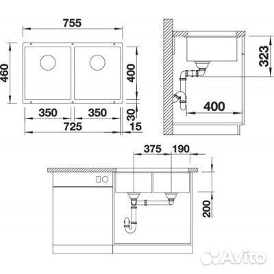 Кухонная мойка Blanco Subline 350/350-U Черный