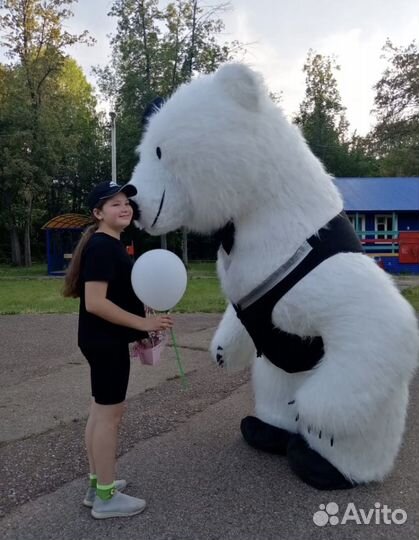 Белый мишка надувной