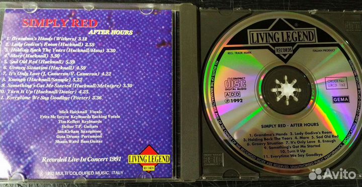 Simply Red After Hours cd 1992