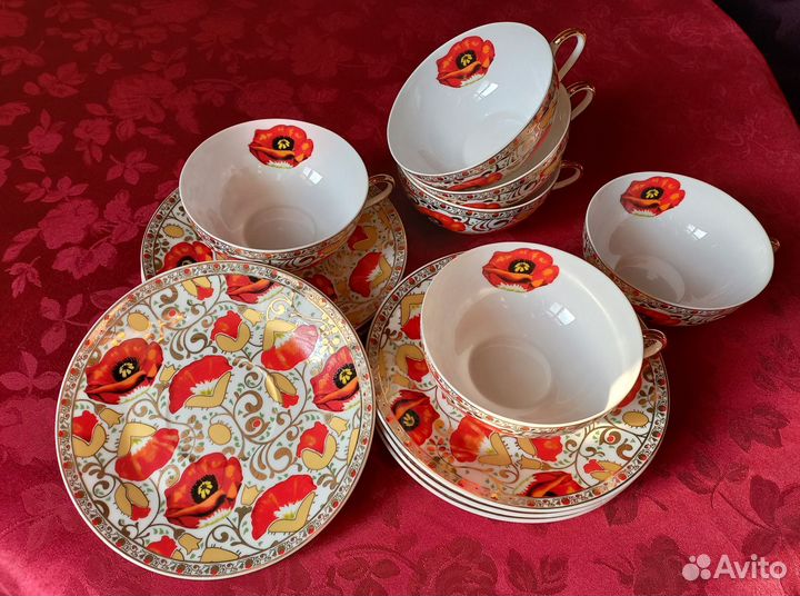 Фарфоровый чайный набор 6 персон Германия