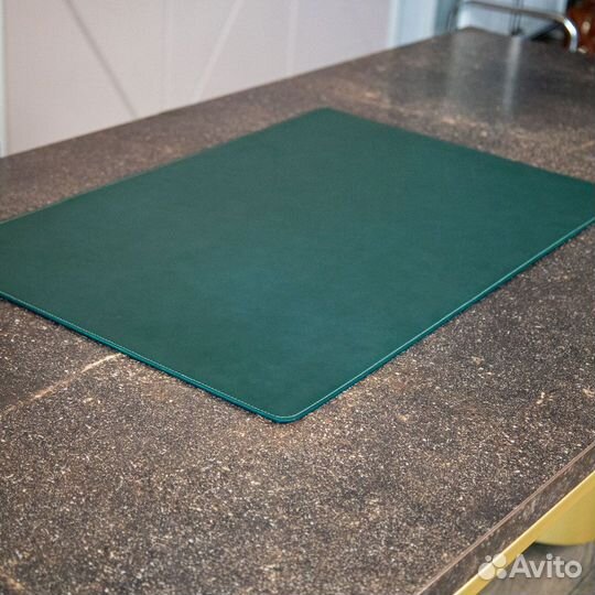 Кожаный бювар на письменный стол, зелёный, 45х70