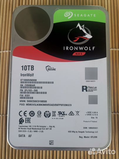 Жесткий диск 10 тб Seagate IronWolf