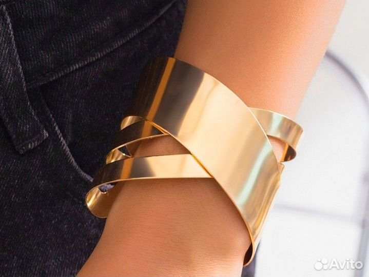 Браслет манжета серебро золото