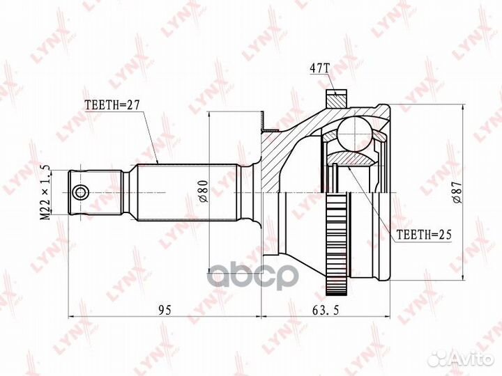 ШРУС наружный перед прав/лев CO3606A lynxauto