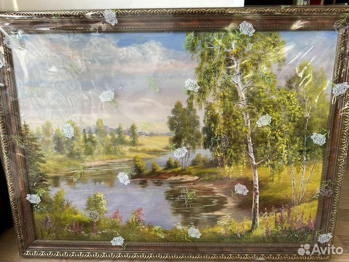 Картина маслом на холсте пейзаж в раме