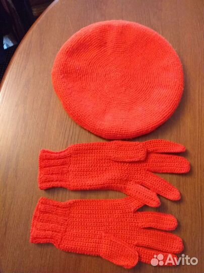 Перчатки и берет р54-56 комплект вязаный