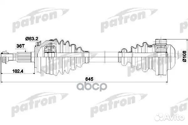 Полуось левая 38X668X63,2 VW transporter V 2,0