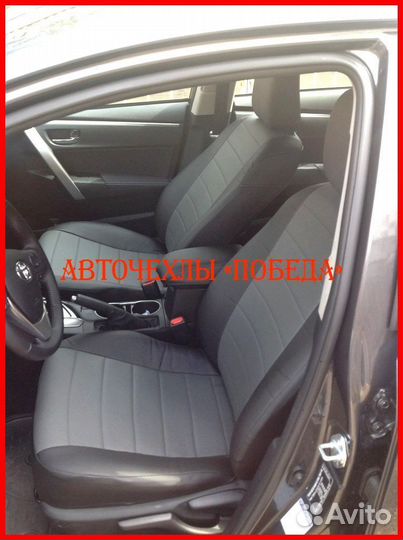 Чехлы Toyota Corolla 11 из экокожи чёрно-серые