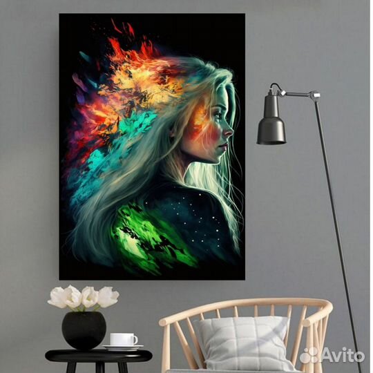 Картина маслом на заказ Портрет Девушки Огонь