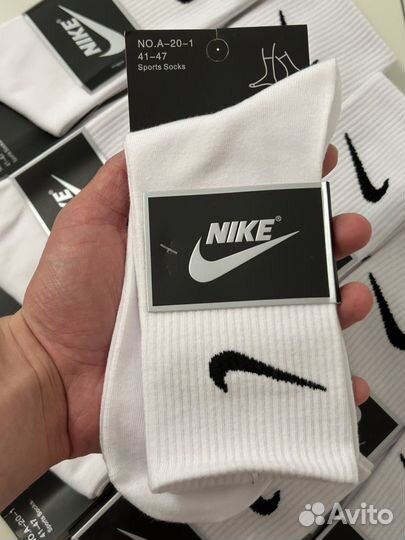 Носки nike высокие белые