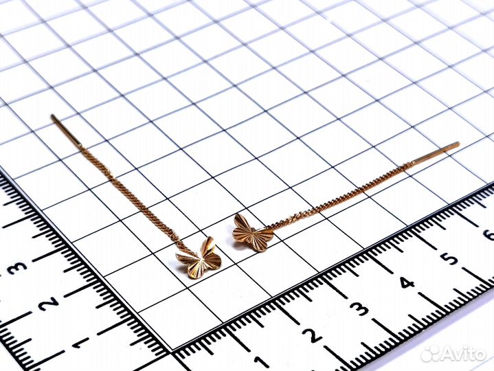 Серьги протяжки (продевки) золотые (Долгополова)
