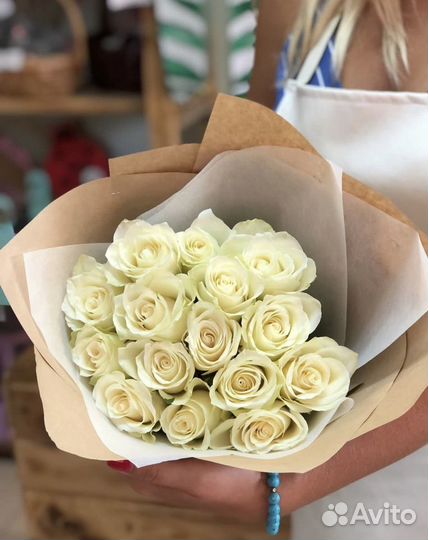 15 белых роз, заказать Цветы