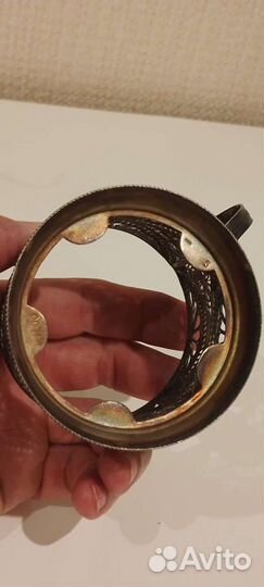 Подстаканник скань. Мельхиор. Диаметр 7 см