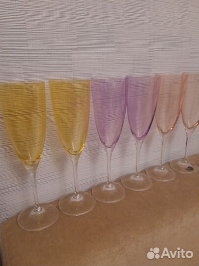 Бокалы для шампанского 6 шт Богемское стекло
