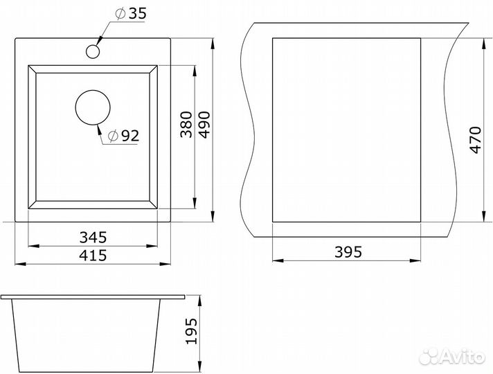 Мойка для кухни Granula GR-4201 прямоуг. 41,5х4
