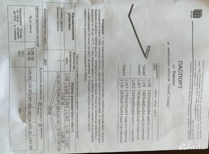 Карниз мебельного набора Аделия /Шатура