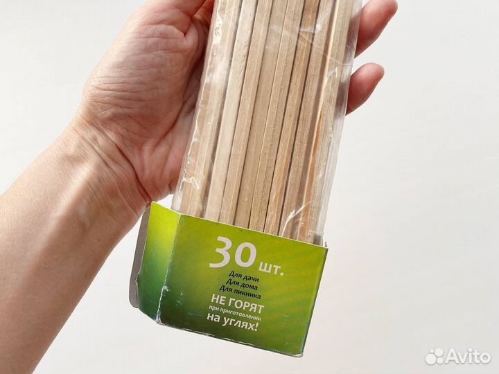 Шампуры деревянные березовые 30 шт