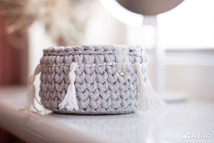 Корзина интерьерная вязаная для хранения