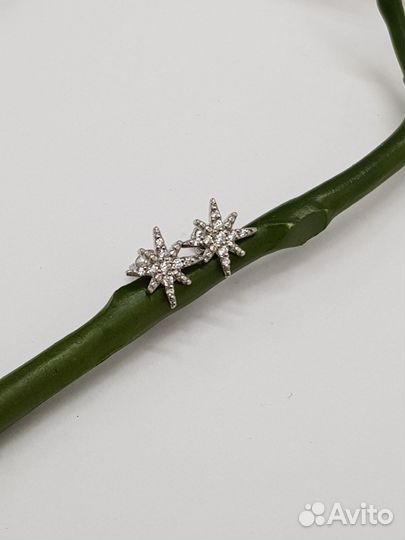 Серебряные серьги пусеты звёзды