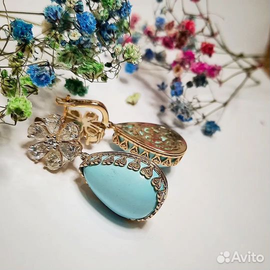 Комплект из бирюзы и бриллиантов
