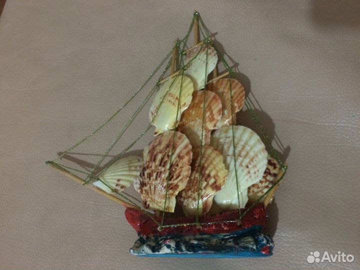 Ручная работа, Сувенир парусник из ракушек