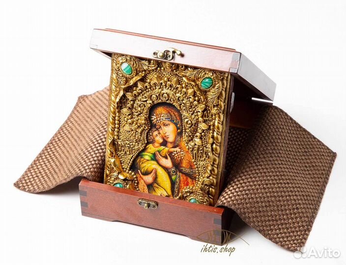 Икона Владимирская Богородица Ручная работа Дерево