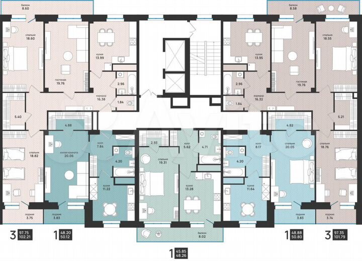 3-к. квартира, 101,8 м², 12/15 эт.