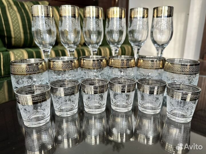 Набор бокалов и фужеров 18 шт. (новый, стекло)