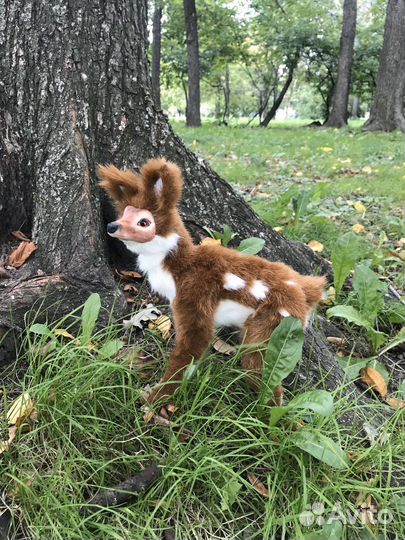 Мягкая игрушка кукла пятнистый олень реалистичный