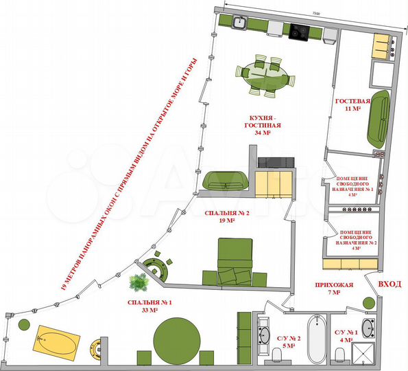 3-к. квартира, 121 м², 16/17 эт.