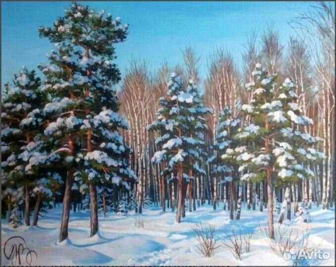 Зимний пейзаж, маслом на холсте