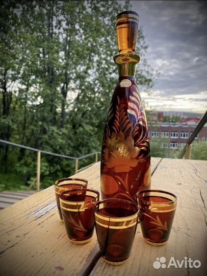 Графин и стопки богемия