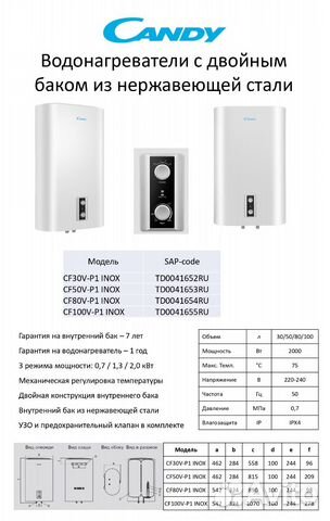 Водонагреватель Haier Candy CF80V-P1 inox