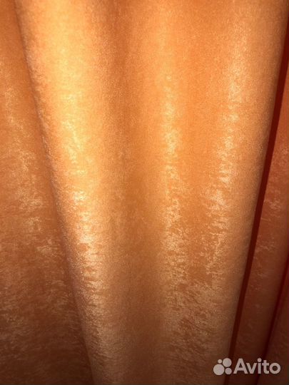 Штора велюровая оранжевая