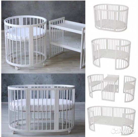 Детская кроватка трансформер 6 в 1 с матрасами