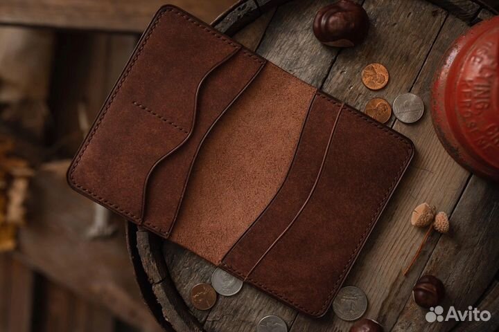 Обложка кожаная на документы, ручная работа