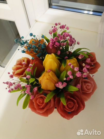 Букет из мыльных роз