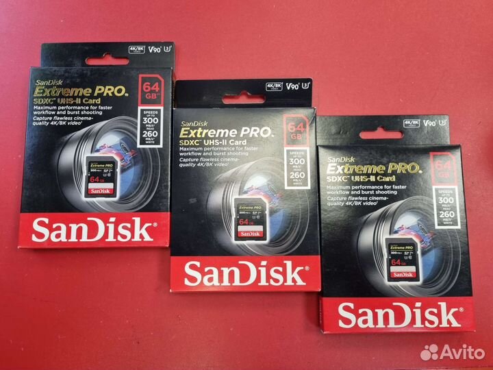 Sandisk SD 64Gb uhs II V90 300 MB/S новые