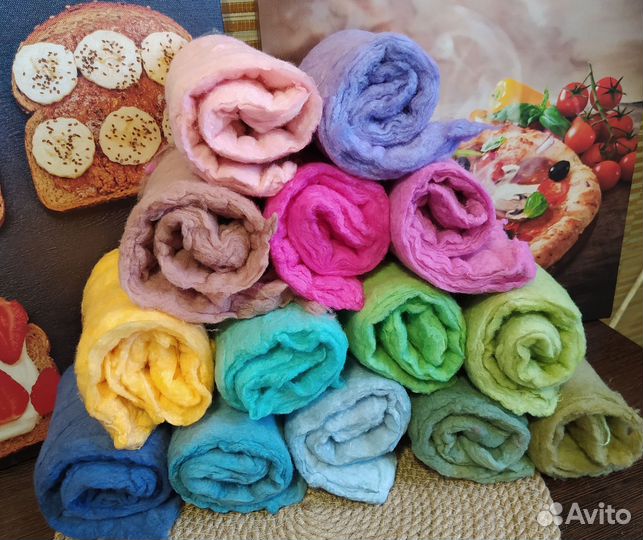 Вата окрашенная набор 14 цветов