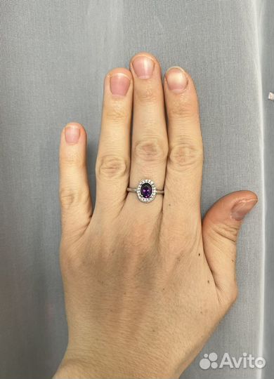 Набор с аметистом: подвеска, серьги и кольцо