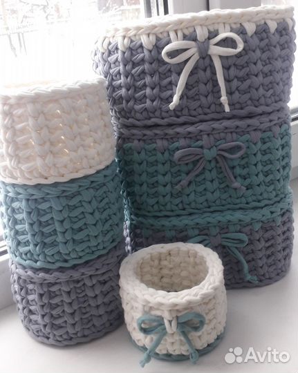 Корзинки из трикотажной пряжи