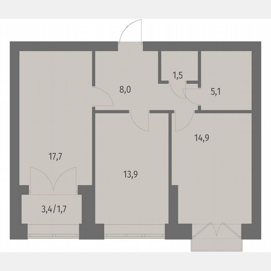 2-к. квартира, 62,8 м², 12/13 эт.