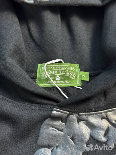 Худи Denim tears черное с черным