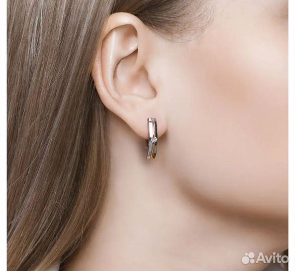 Серьги из серебра с бриллиантамиСоколов. Новые
