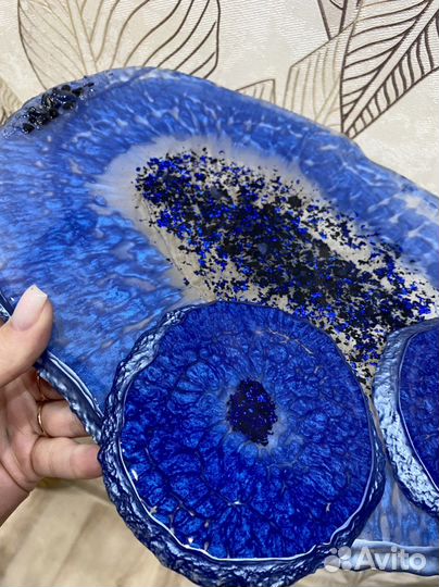 Набор сервировочный блюдо из эпоксидной смолы