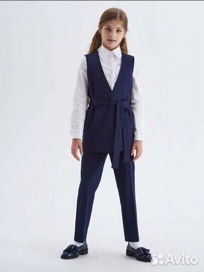 Костюм брючный школьный для девочки синий