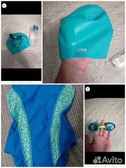 Шапочка, купальник и очки для бассейна