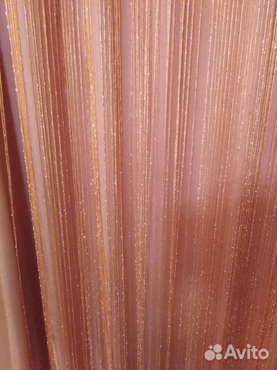 Штора одна. 2,35*2,0.С тесьмой с люрексом,шт.лента
